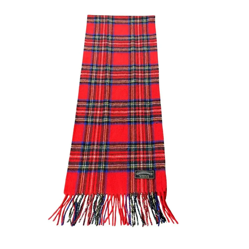100% Wool Vintage Scotland Tartan Plaid Scarf 58” X 11.5